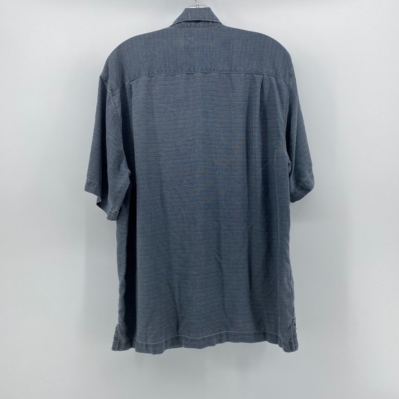 Tommy Bahama Mens Blue Silk Embroidered Pineapple Camp Shirt Medium - Picture 5 of 6